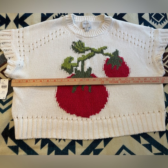 NWT Anthro Maeve Tomato Cream Sweater Vest - Picture 7 of 11